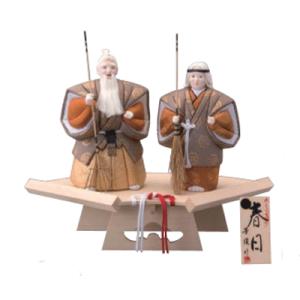 高砂人形 一位木 一刀彫 3寸 夫婦円満 長寿 縁起物 招福 結婚祝い