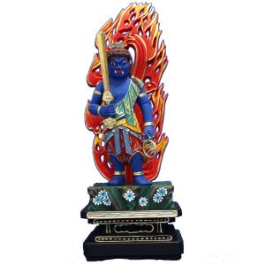 木彫仏像/鬼子母神（訶梨帝母）立像身丈3寸桧木淡彩色 : トモエの木彫