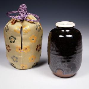 送料無料（茶道具/濃茶器）中興名物 瀬戸金華山 瀧浪（たきなみ）茶入