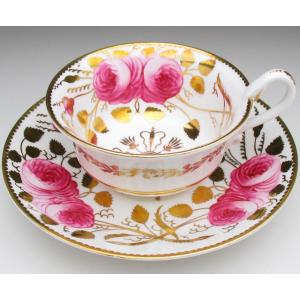 コウルドン 金彩薔薇絵 ダブルハンドル カップ＆ソーサー アンティーク