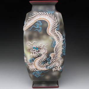 ノリタケ オールドノリタケ 金盛り薔薇絵 花瓶 22cm : アンティーク