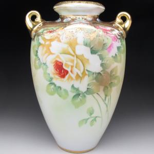 ノリタケ オールドノリタケ 盛り上げ白鳥絵 花瓶 22cm : アンティーク