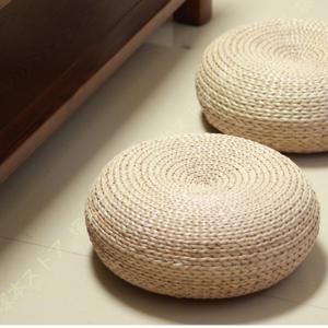 和風 座布団 座蒲団 クッション 丸型 円形 籐 ラタン 網代編み 夏