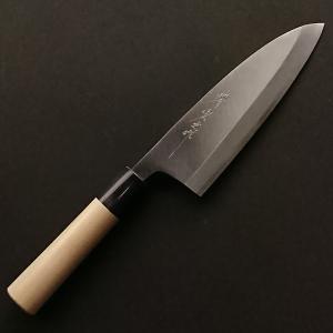 堺宏之作 白鋼 霞仕上げ 水牛桂柄 出刃包丁 150mm(5寸) 日本製 堺市