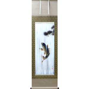 掛軸 (掛け軸) 月宵夫婦梟 武藤高雅 尺五立 約横54.5cm×縦190cm p9682