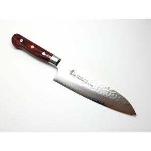 彩雲 三徳包丁 関兼次 V金10号 170mm ダマスカス33層 ブラック