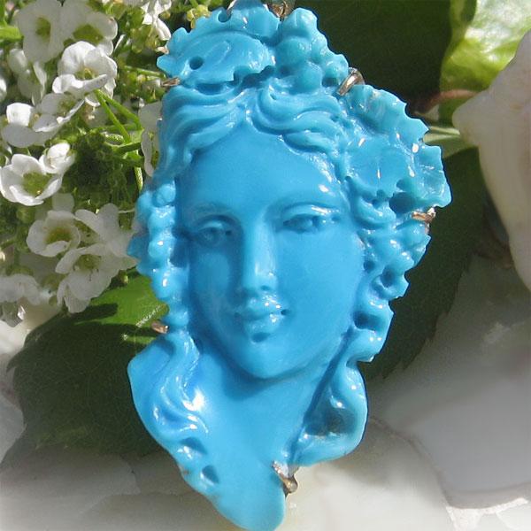 CAMEO（カメオ） 最新作 Antonio Guarracino作 最高級 天然 ターコイズ