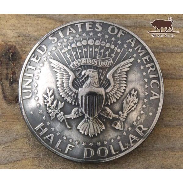 コンチョ ボタン 本物コイン使用 アメリカ 50セント イーグル ハーフ