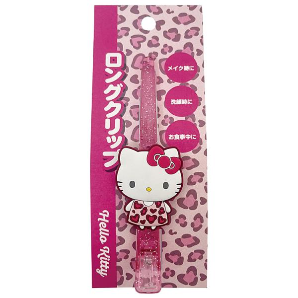 ハローキティ マスコット付きロングクリップ ハートレオパード 437452