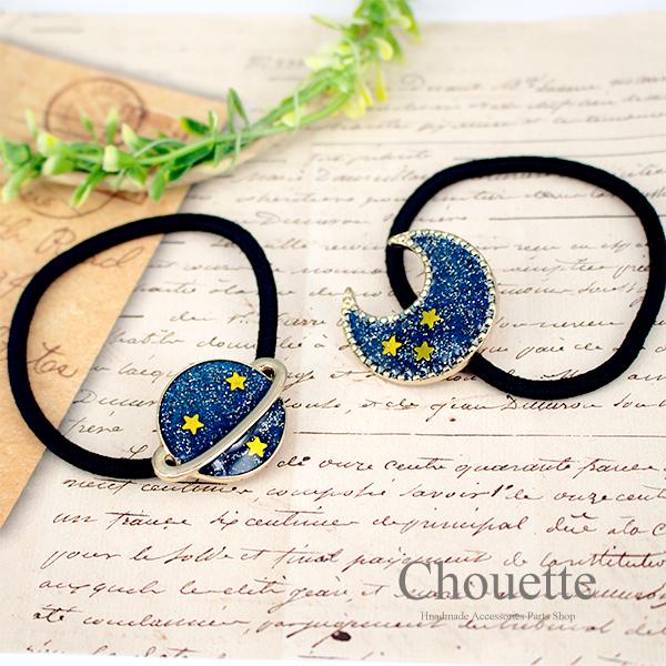 在庫処分特価 三日月のレジンヘアゴム 1個 ヘアアクセサリー 大人