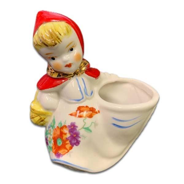 赤ずきん 女の子 陶器 プランター デッドストック 花瓶 置物 小物入れ