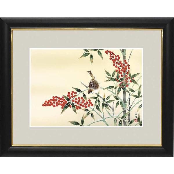 額 和の雅び 伝統の趣 清水玄澄 吉祥画 南天に雀 絵画 : 古都-京都