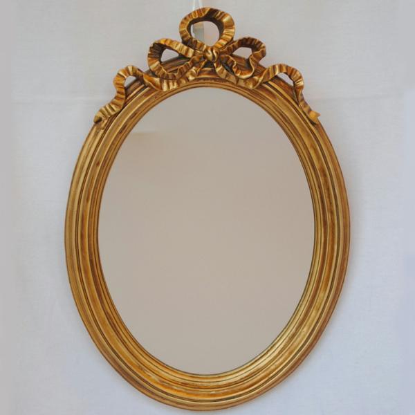 ミラー 壁掛け鏡 リボンミラー 鏡 おしゃれ オーバル ウォールミラー