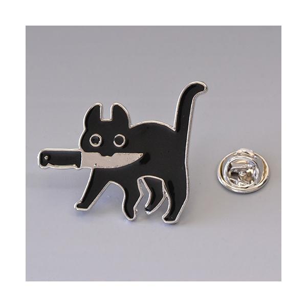 ブローチ 猫 ねこ クロネコ 黒猫 ナイフを持ったちょっとヤバいネコ