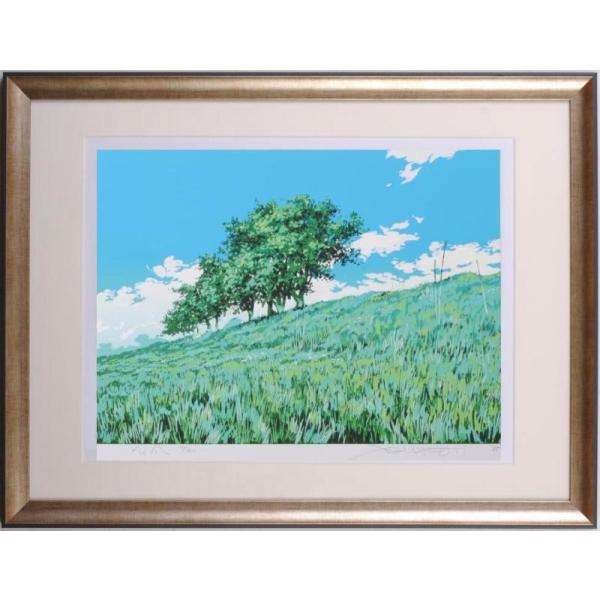 インテリア 絵画 プレゼント 草原 木 絵 シルクスクリーン 版画 池上壮