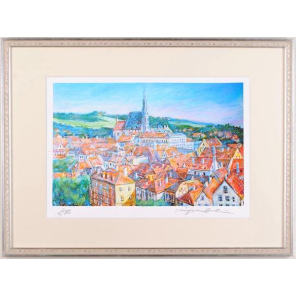 チェコ共和国 絵画 風景画 版画 ジークレー 石井清 「チェスキー