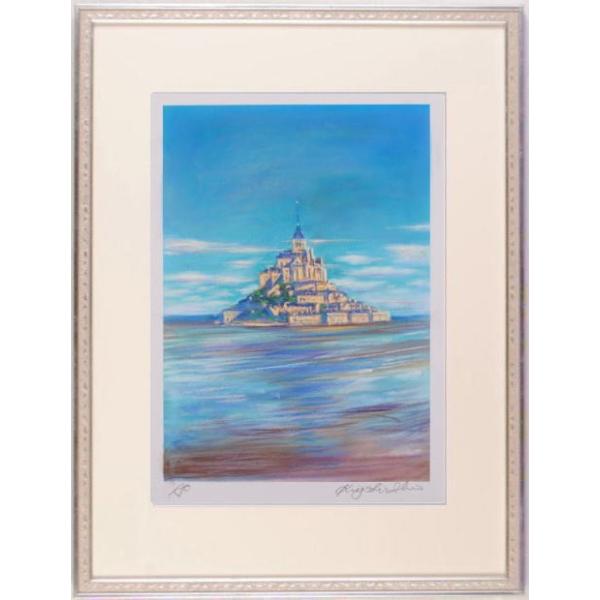 モン・サン・ミシェル 風景画 絵画 フランス パステル画 世界遺産 版画