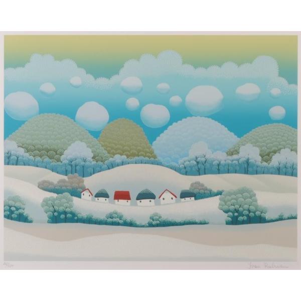 イワン・ラブジン 絵画 シルクスクリーン 版画 ナイーフアート 「青い