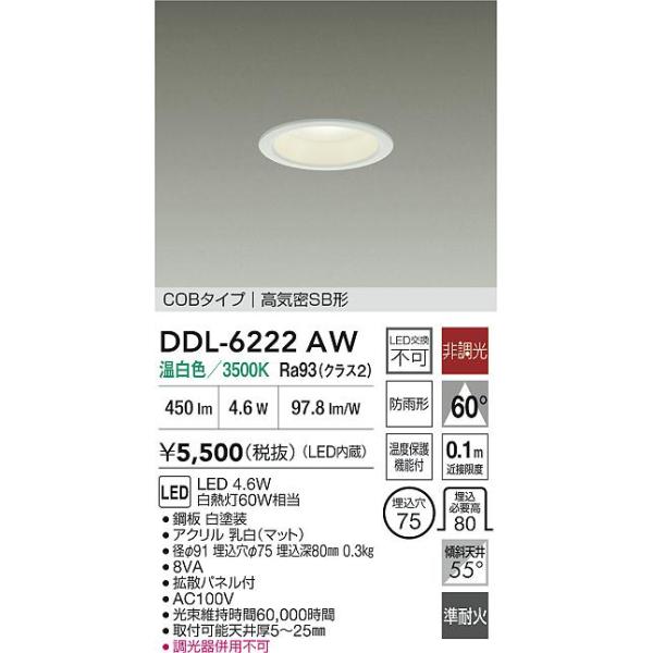 大光電機 安心のメーカー保証 【送料無料】DDL-6222AW LED 屋外灯