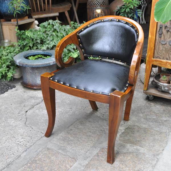 レザーアームチェア 牛革 エレファントチェアUSED 中古 チーク レザー
