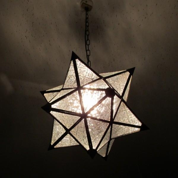 ガラスペンダントランプ スター 星型ランプ 磨りガラス ナチュラル