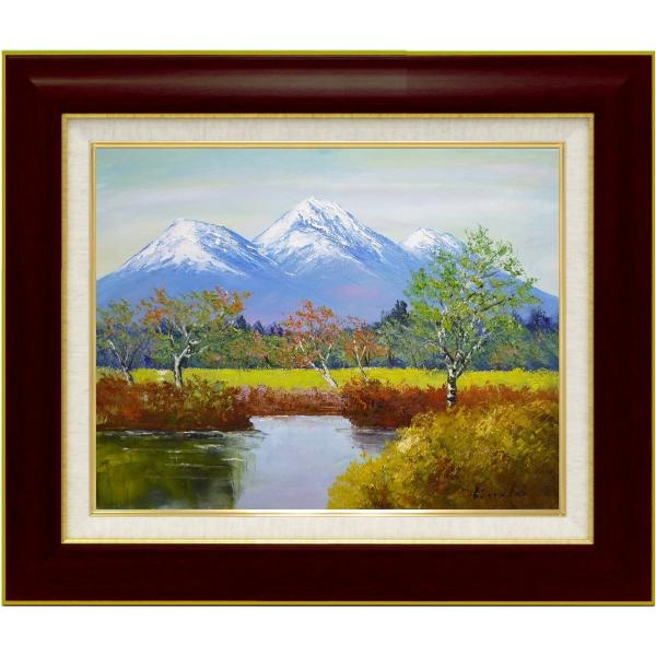 手描き油絵 進藤 勝 妙高山 F10 画家本人手描き 絵画 額入り 絵 : 日本