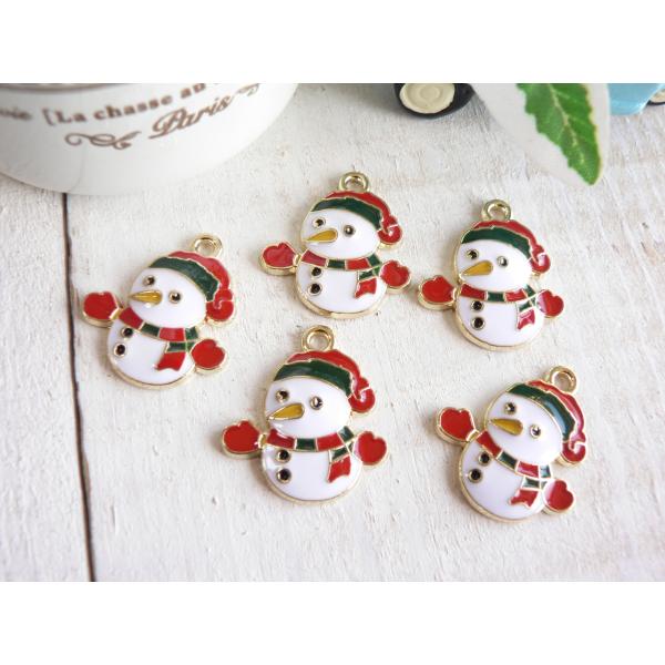 チャーム 雪だるま 5個 ゆきだるま スノーマン ゴールド 手芸 パーツ
