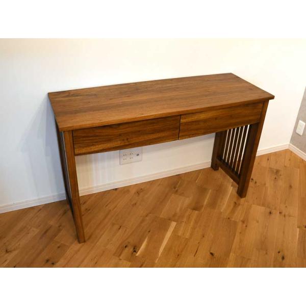 コンソールテーブル パソコンデスク チーク 無垢 幅120cm アジアン
