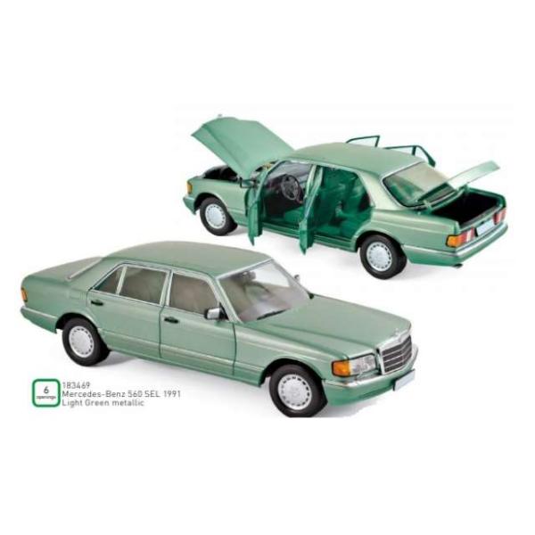 メルセデス・ベンツ 560 SEL ミニカー 1/18 ライトグリーンメタリック