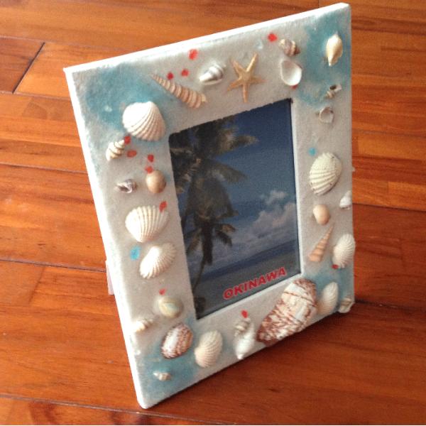 貝殻シェルフレーム 沖縄シーグラス の写真立て 南島雑貨 貝殻細工