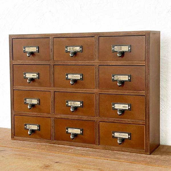 引き出し収納 小物入れ 木製 ミニチェスト12 アンティーク 救急箱 裁縫