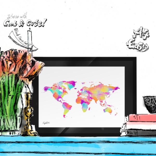 ポップアートポスター ブランド オマージュ ルイヴィトン 世界地図 A4