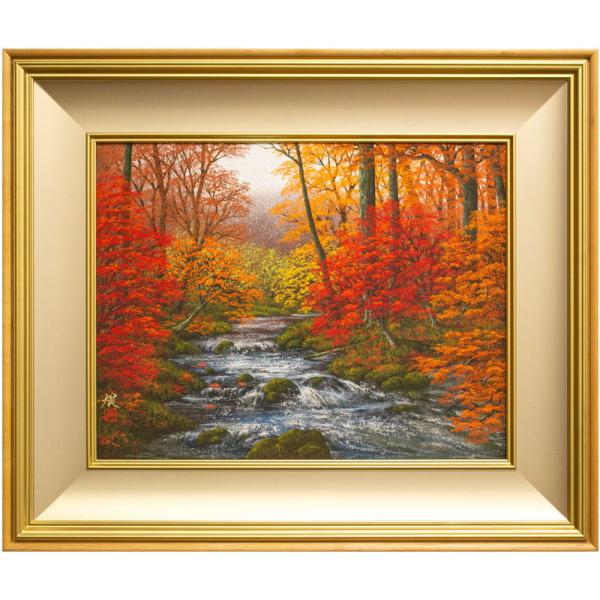 清水 規 「 奥入瀬秋彩 」 日本画 P10 ( 10号 ) 絵画 肉筆 手描き 真筆