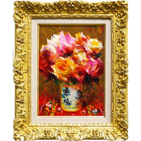 山本彪一 「 薔薇 」 油絵 ・ 油彩画 F4 ( 4号 ) 絵画 洋画 肉筆