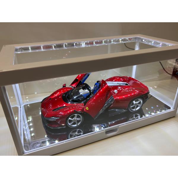 1/18 ミニカー ディスプレイケース LED照明付 USB給電 組立式 ホワイト