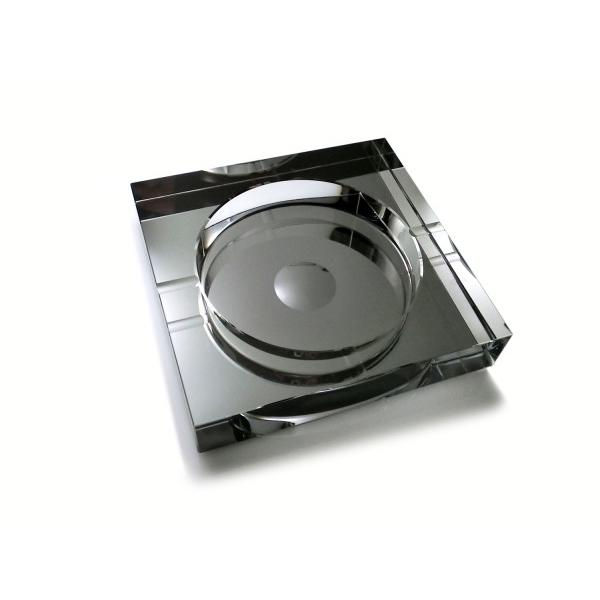 送料無料 四角形 スクウェア 卓上 高級クリスタルガラス ブラック 黒色