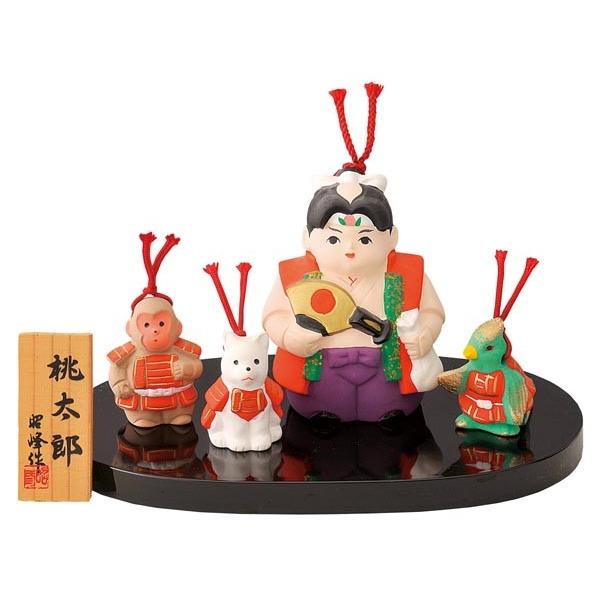 五月人形 コンパクト 陶器 小さい おとぎ話 金太郎/ 桃太郎とけらい達