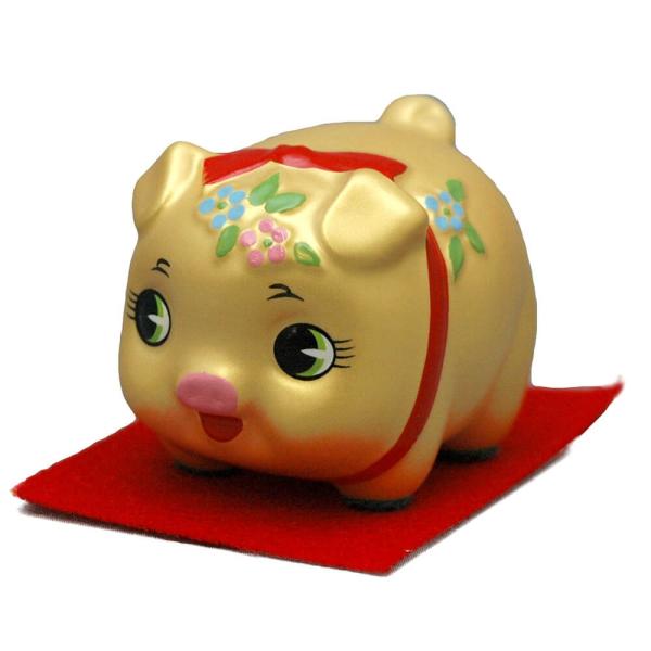 金の豚 縁起物 招財 金運 置物 ブタ/ 金豚ちゃん パール金ミニ置物
