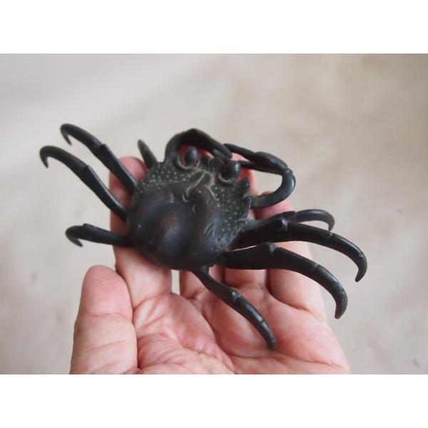 江戸時代 赤銅製蟹蓋置14.5cm 茶道 華道 盆栽 添配 吉祥 縁起物 古