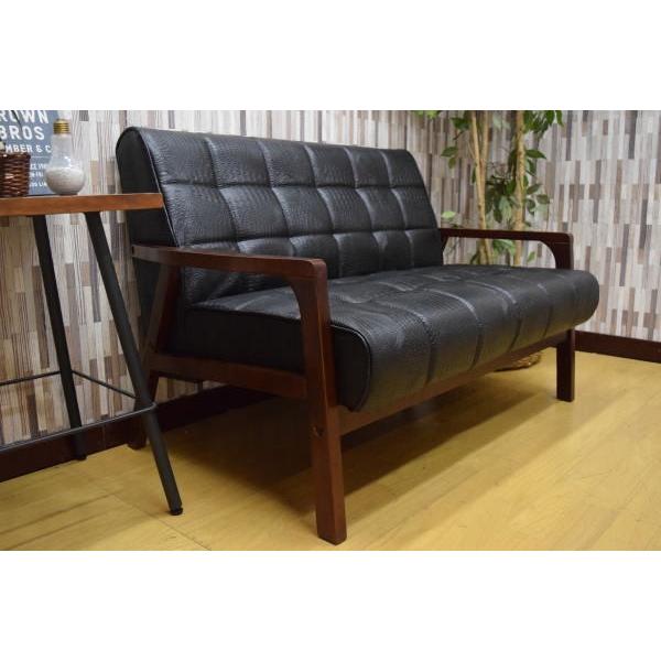 ソファー 2Pソファー クロコダイル柄 ブラック 2人掛け 2P おしゃれ