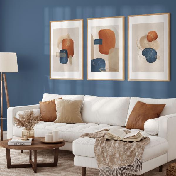 アートポスター 選べるデザイン modern shapes ブラウン＆ネイビー