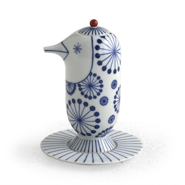 食器 醤油さし soypotBIRD 鳥型 花 上出長右衛門窯 ハイメ・アジョン