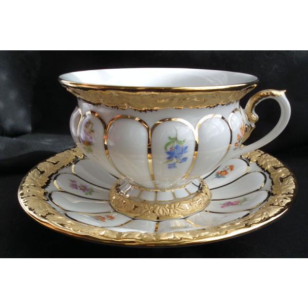 マイセン Xフォーム 宮廷小花 金彩小花ホワイト カップアンドソーサー