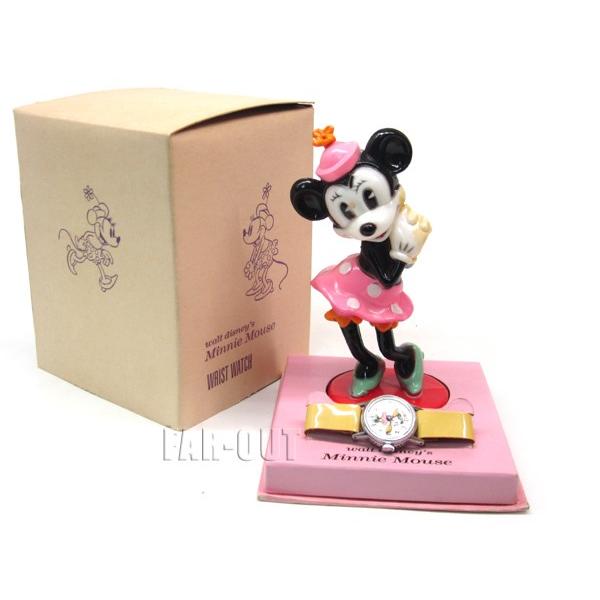ミニーマウス 手巻き腕時計 w/ フィギュア セット ヴィンテージ