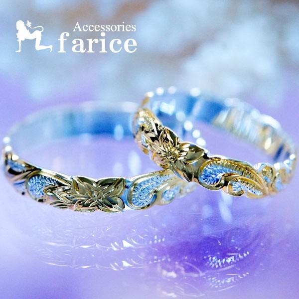 ハワイアンジュエリー プルメリア&スクロール 花と波模様彫り イエロー