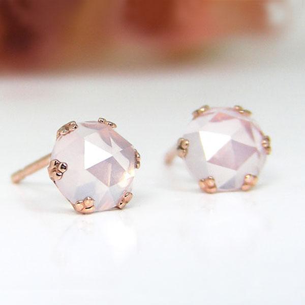 ローズクォーツ ローズクオーツ ピアス K10PG 10k 10金 ローズカット