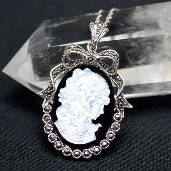 開運 カメオ ネックレス オニキス シェル ペンダント パワーストーン