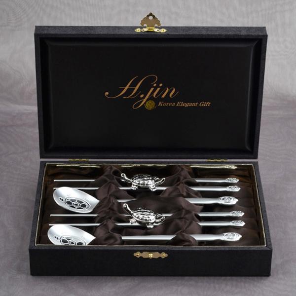 H.JIN 亀 銀 箸スプーンペアセット カトラリーセット 送料無料 高級