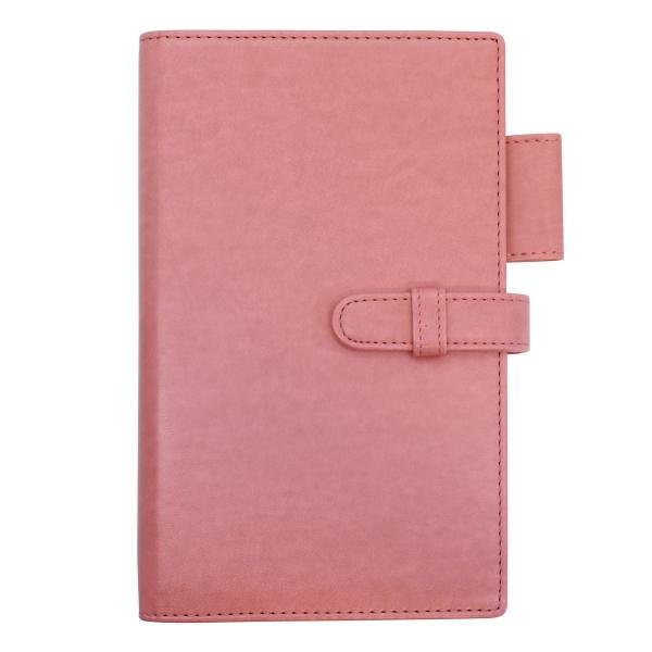 PUレザー バイブルサイズ 6穴 システム手帳バインダー サーモンピンク