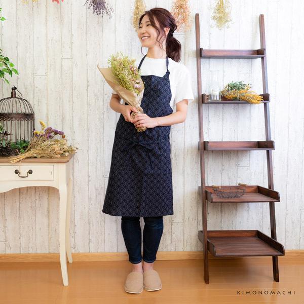 KIMONOMACHI エプロン「濃紺色七宝」日本製 オシャレ シンプル